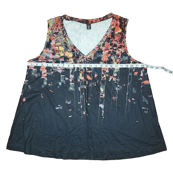 Lishly Curve Colorful Abstract Sleeveless V Neck Stretchy Flowy Blouse Top 2XL - Picture 13 of 15